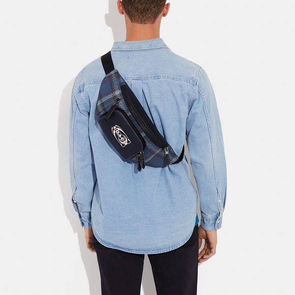 NWT Coach Outlet Track Belt Bag With Plaid Print And Coach Stamp - Picture 5 of 5